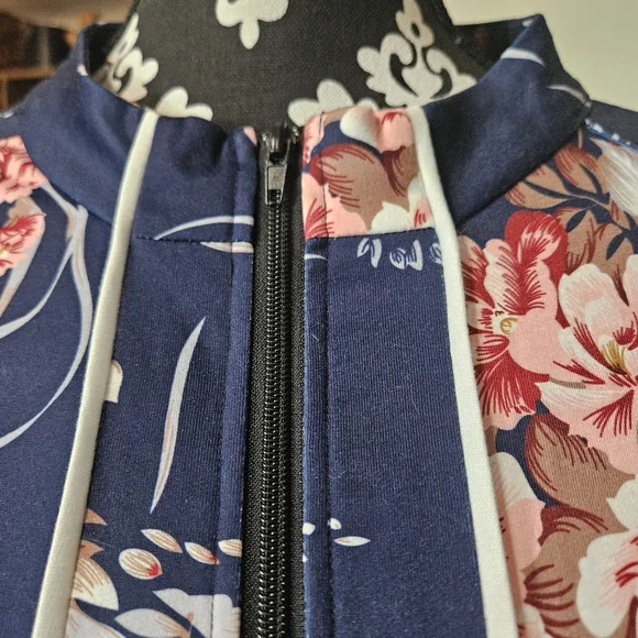 Ekouaer Womens Long Robe L Full Zip Pockets Blue Spring Floral Modest High neck